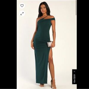 Hunter Green One-Shoulder Maxi Dress